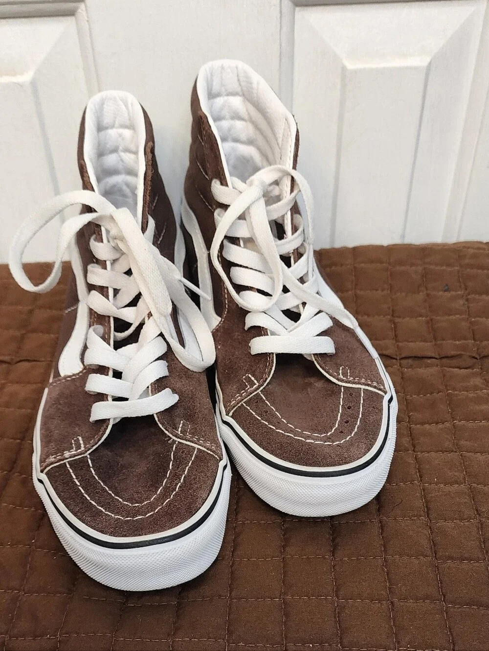 Vans Sk8-Hi Brown Suede Canvas High-Top Sneakers Women 9 Men 7.5 Unisex